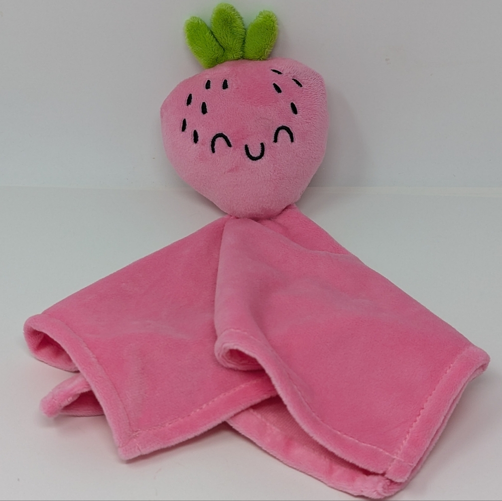 Strawberry Lovey George Baby Security Blanket Happy Smiling